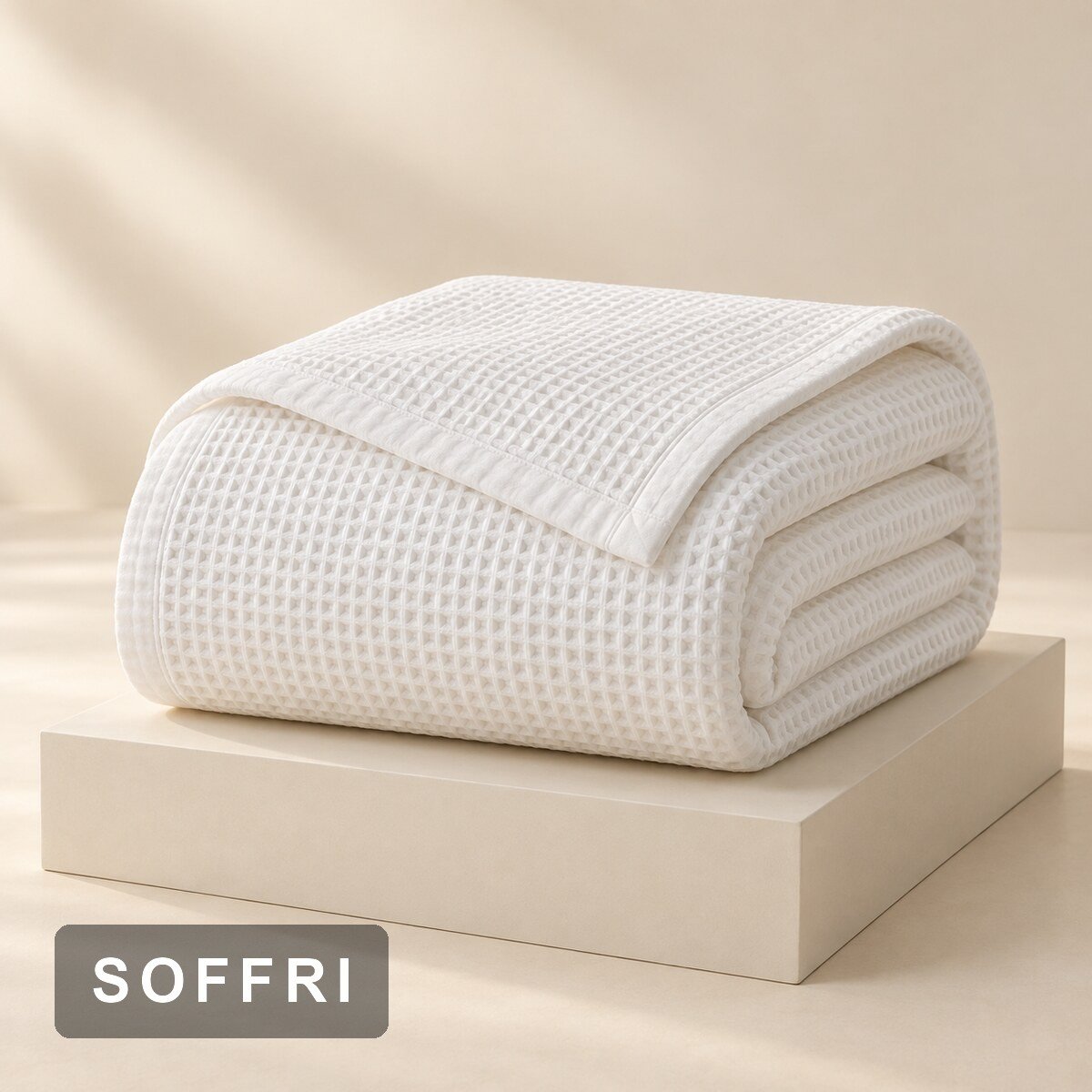 Folded hotel blanket